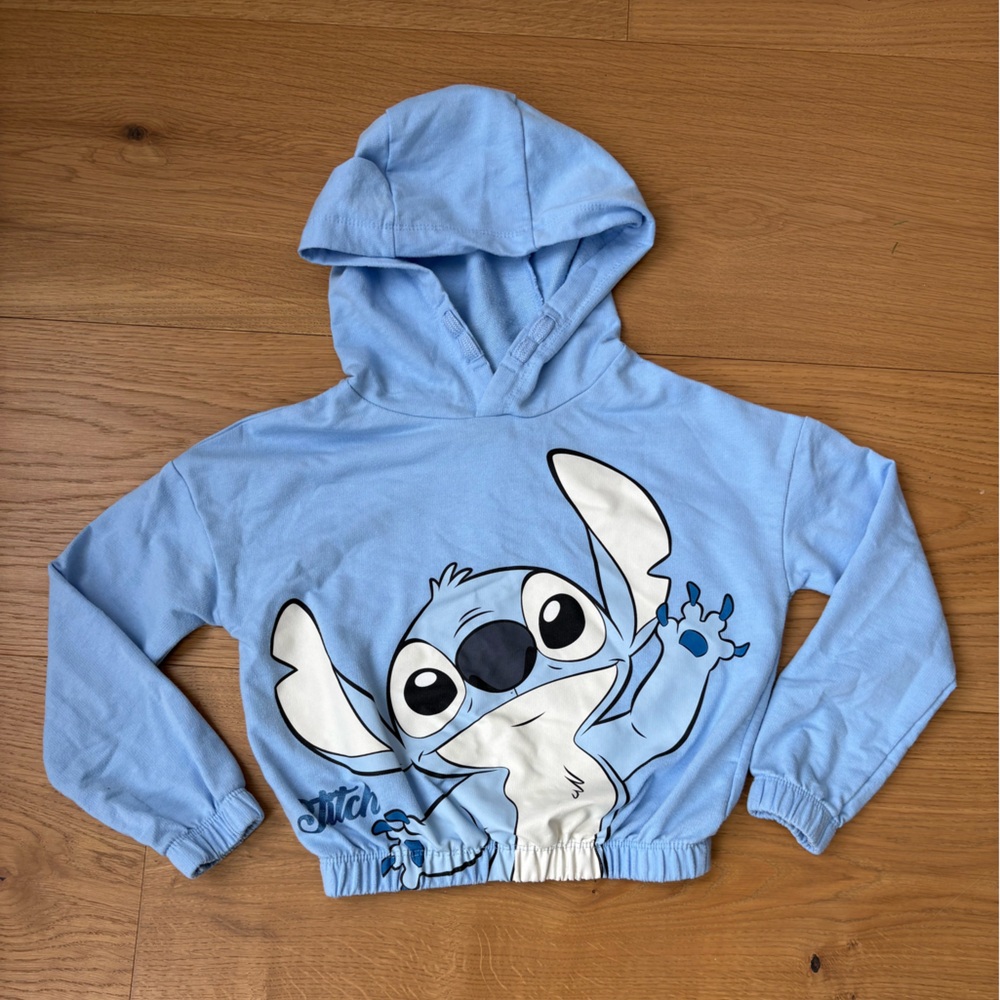 Light Blue Lilo & Stitch Hoodie Crop Top for Kids
